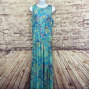 Just Fashion Now Blue Floral Sleeveless Maxi Dress